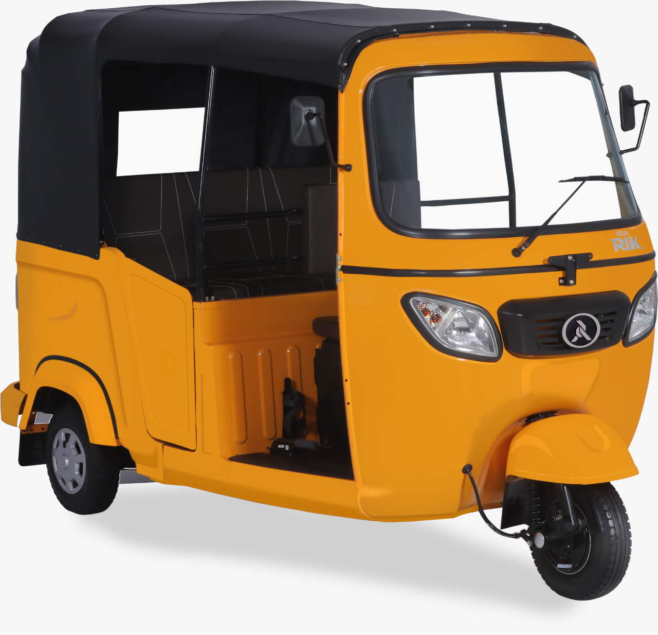 Atul RIK passenger tuk-tuk — yellow three-quarter view