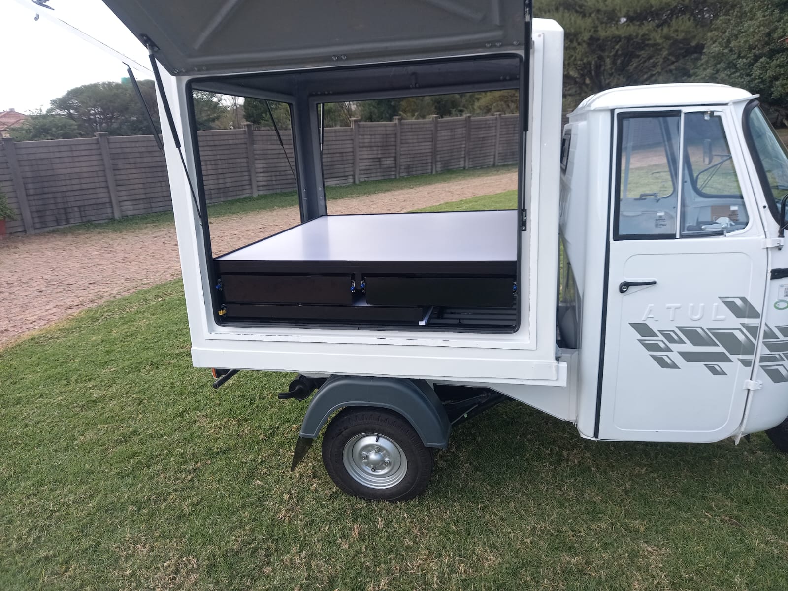 Atul GEM mobile vending unit — side panel open